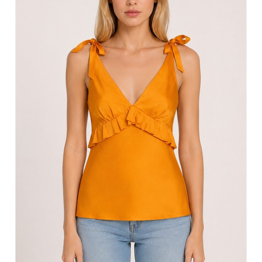 Maggie Marilyn The Diana Cami Tank Ruffle Tie Shoulder Orange NWT - US Size 6